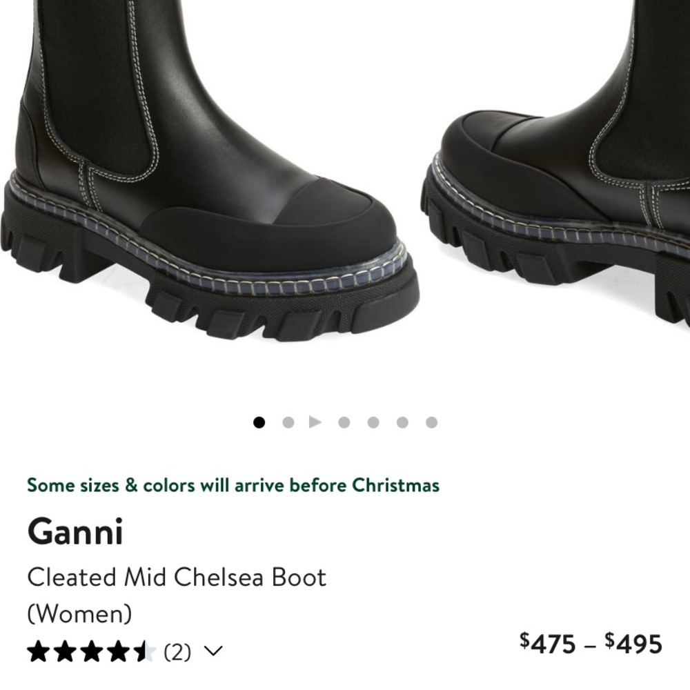 GANNI Black Cleated Mid Chelsea Boots size 9